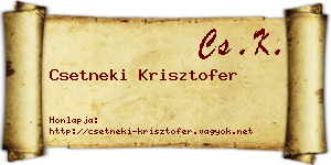 Csetneki Krisztofer névjegykártya
